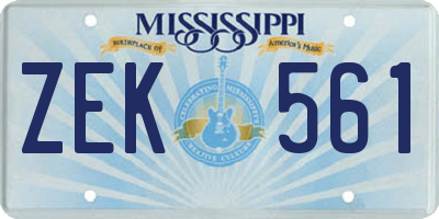 MS license plate ZEK561