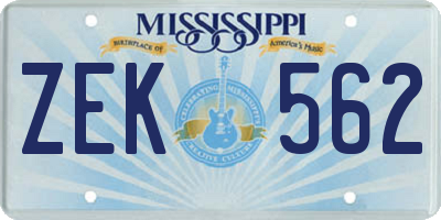 MS license plate ZEK562