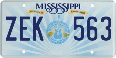 MS license plate ZEK563