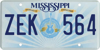MS license plate ZEK564