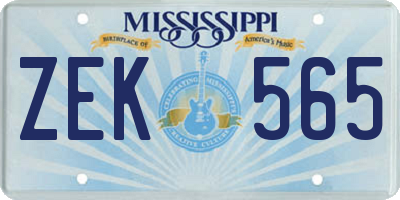 MS license plate ZEK565