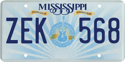 MS license plate ZEK568