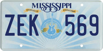 MS license plate ZEK569
