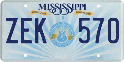 MS license plate ZEK570