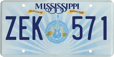 MS license plate ZEK571