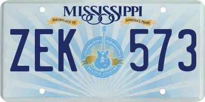 MS license plate ZEK573