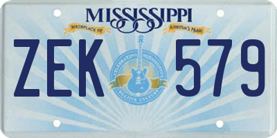 MS license plate ZEK579