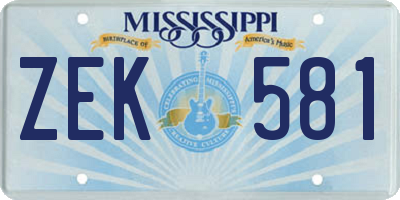 MS license plate ZEK581