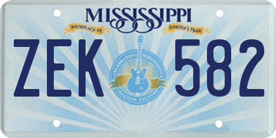 MS license plate ZEK582
