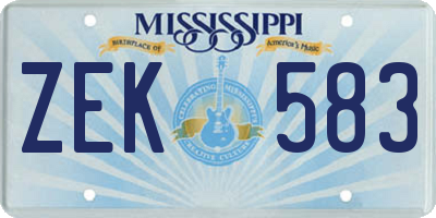 MS license plate ZEK583