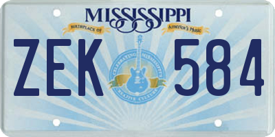 MS license plate ZEK584