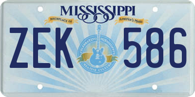 MS license plate ZEK586