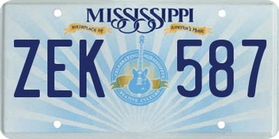 MS license plate ZEK587