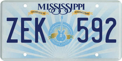 MS license plate ZEK592