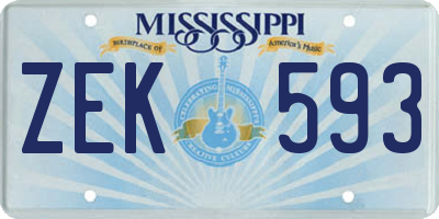 MS license plate ZEK593