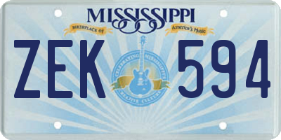 MS license plate ZEK594