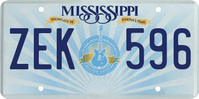 MS license plate ZEK596