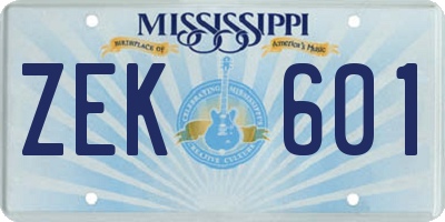 MS license plate ZEK601