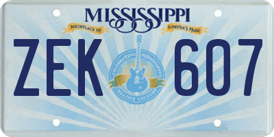 MS license plate ZEK607