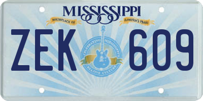 MS license plate ZEK609