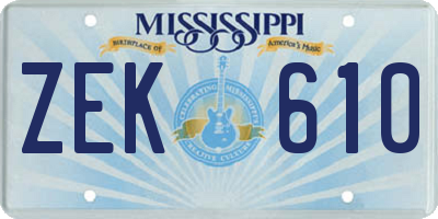 MS license plate ZEK610