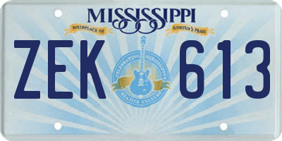 MS license plate ZEK613