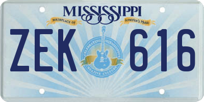 MS license plate ZEK616