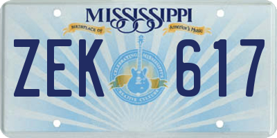 MS license plate ZEK617