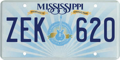 MS license plate ZEK620