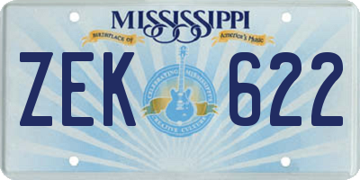 MS license plate ZEK622