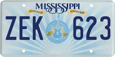 MS license plate ZEK623