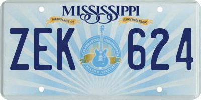 MS license plate ZEK624