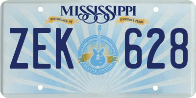 MS license plate ZEK628