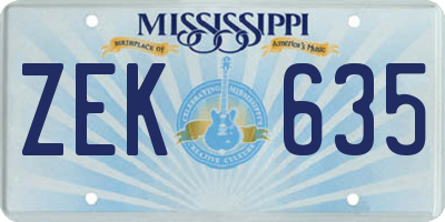 MS license plate ZEK635