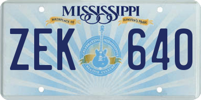 MS license plate ZEK640