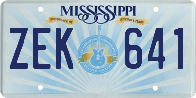 MS license plate ZEK641
