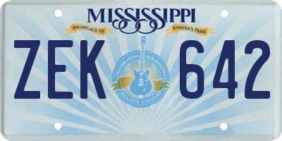 MS license plate ZEK642