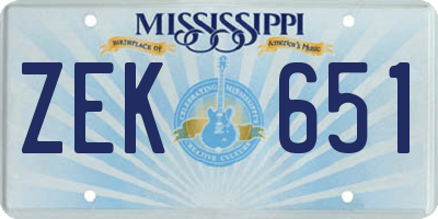 MS license plate ZEK651