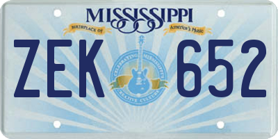 MS license plate ZEK652