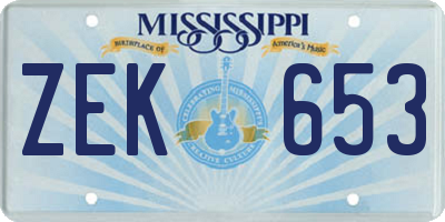 MS license plate ZEK653