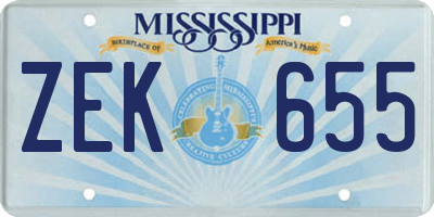 MS license plate ZEK655