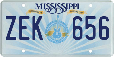 MS license plate ZEK656