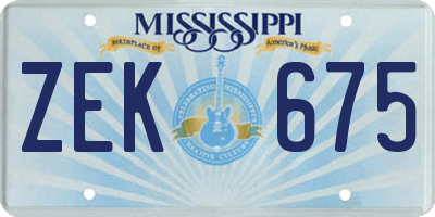 MS license plate ZEK675