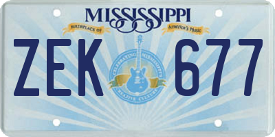 MS license plate ZEK677