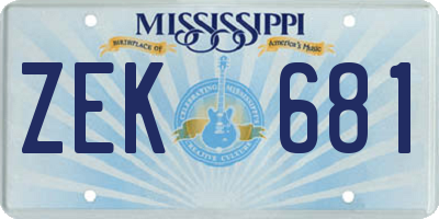 MS license plate ZEK681