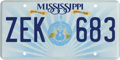 MS license plate ZEK683
