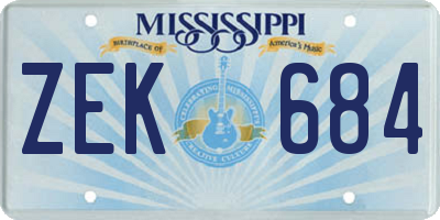 MS license plate ZEK684