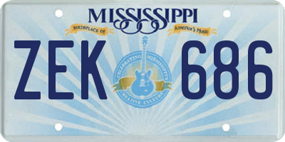 MS license plate ZEK686