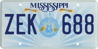 MS license plate ZEK688