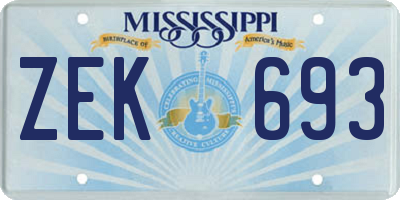 MS license plate ZEK693